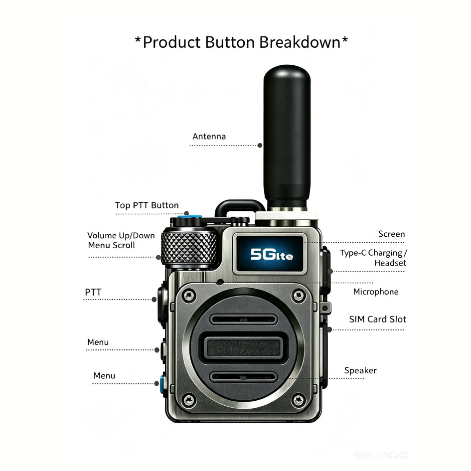Savannel M6 Space Silver 5G LTE Global Long Range Walkie Talkie | 6800mAh | AES256 Encrypted | GPS | 5000KM Range