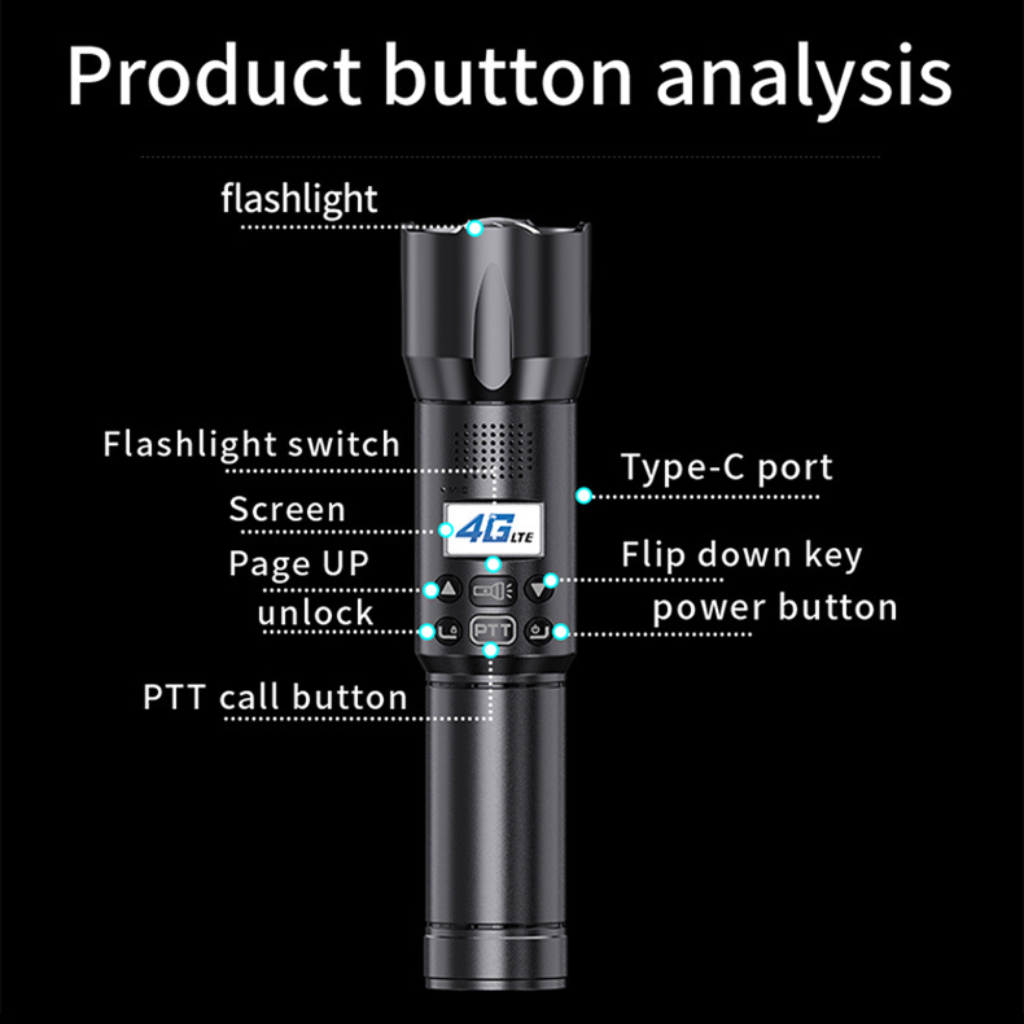 Savannel S800 Flashlight Style Multi-Function 4G LTE Walkie Talkie | 3-Way Adjustable LED | 6800mAh | 5000KM Global Range